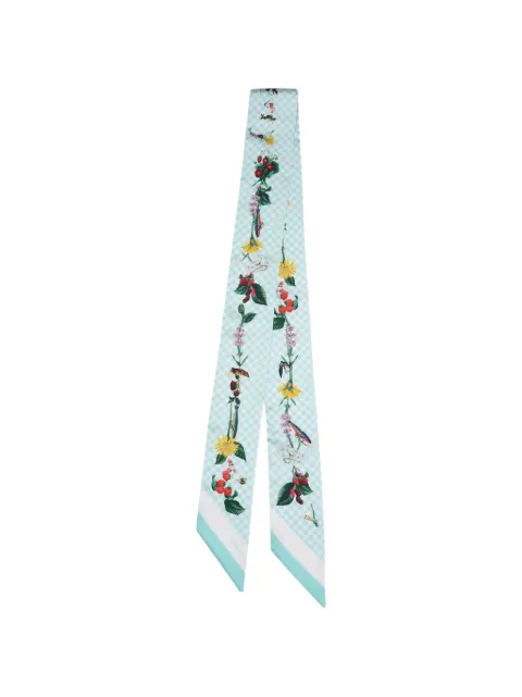 Mulberry floral gingham-print scarf