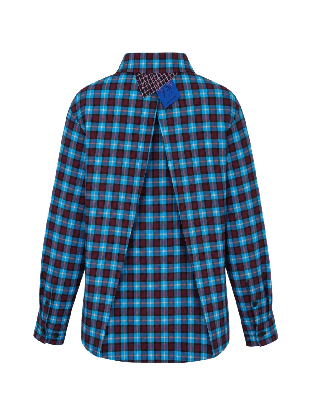 Ordinary Couture Code Geruite blouse met plooien Blauw