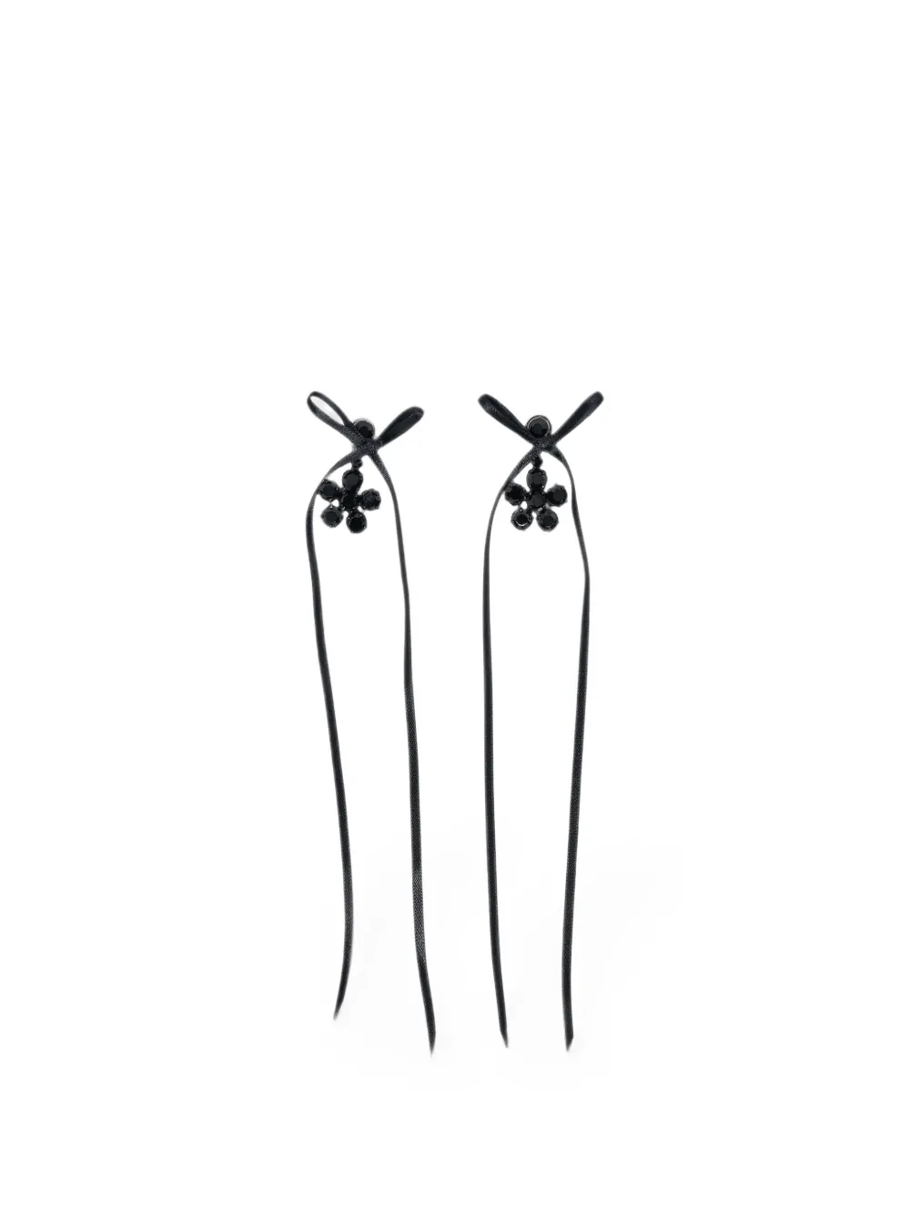 Simone Rocha crystal-embellished ribbon earrings - Argento