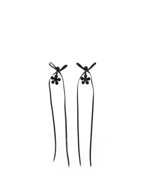 Simone Rocha Crystal-embellished Ribbon Earrings in Silver