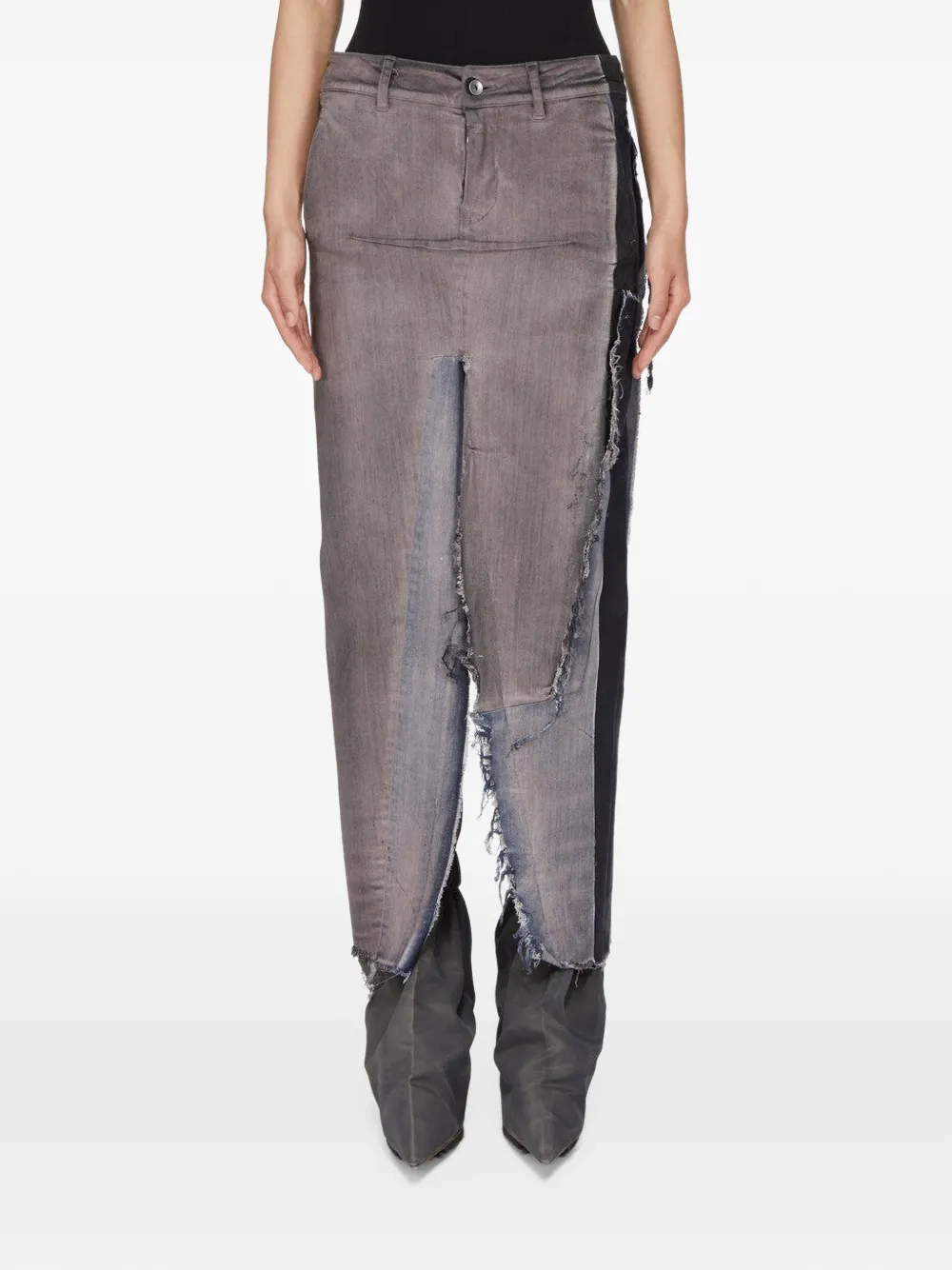 Rick Owens Gedeconstrueerde maxi-rok met franje Roze