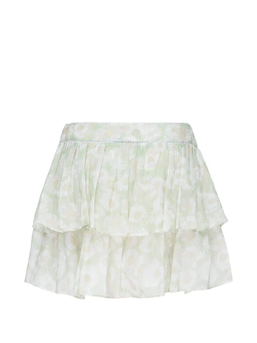 Stella McCartney floral-print tiered mini skirt Groen