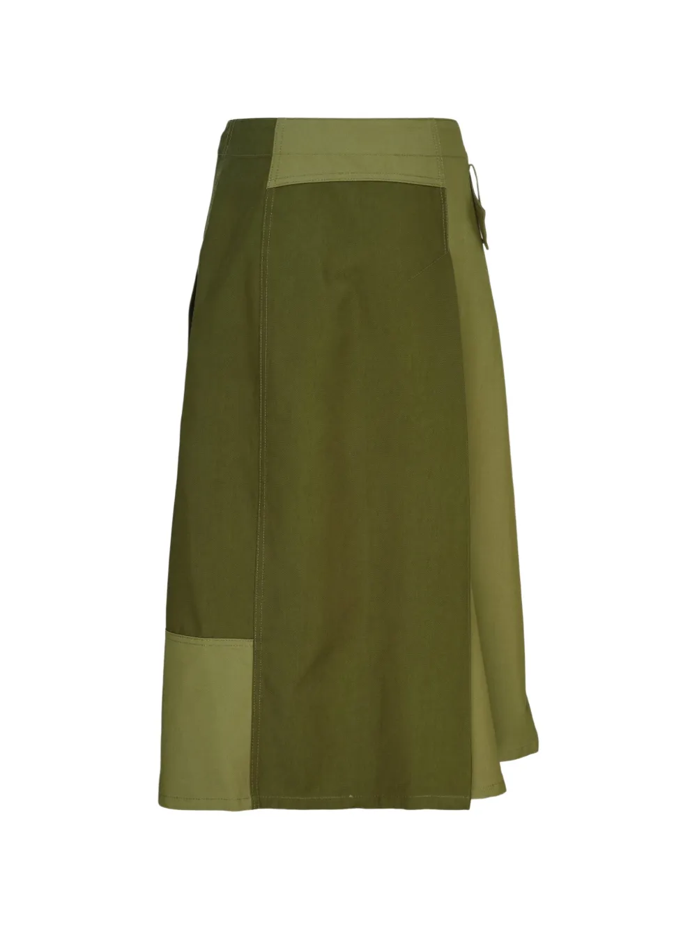 3.1 Phillip Lim Midi-plooirok met patchwork met gewikkeld design Groen