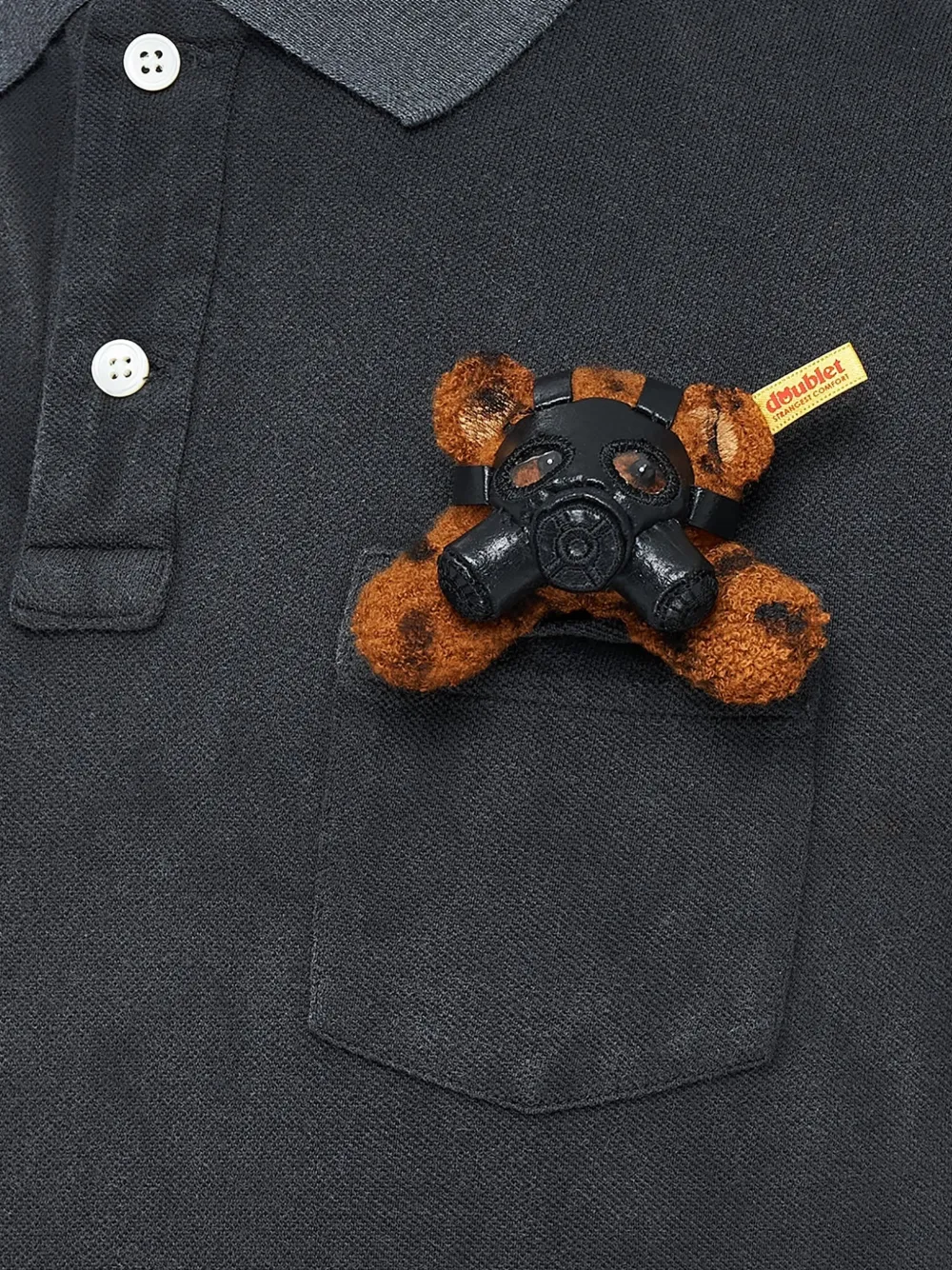 Doublet Poloshirt met teddybeer patch Zwart