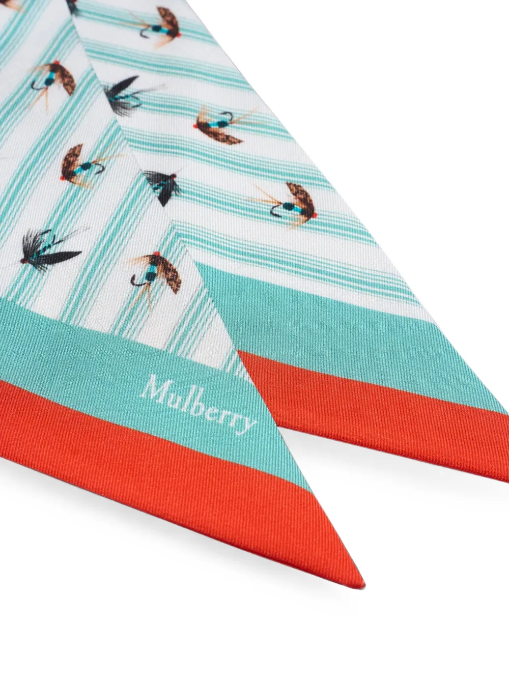 Mulberry Gestreepte sjaal met grafische print Wit