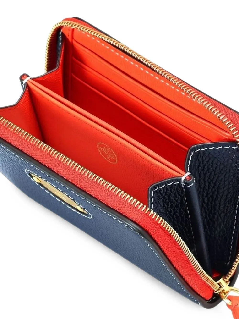 Mulberry Portemonnee van bewerkt leer met logoplakkaat Blauw