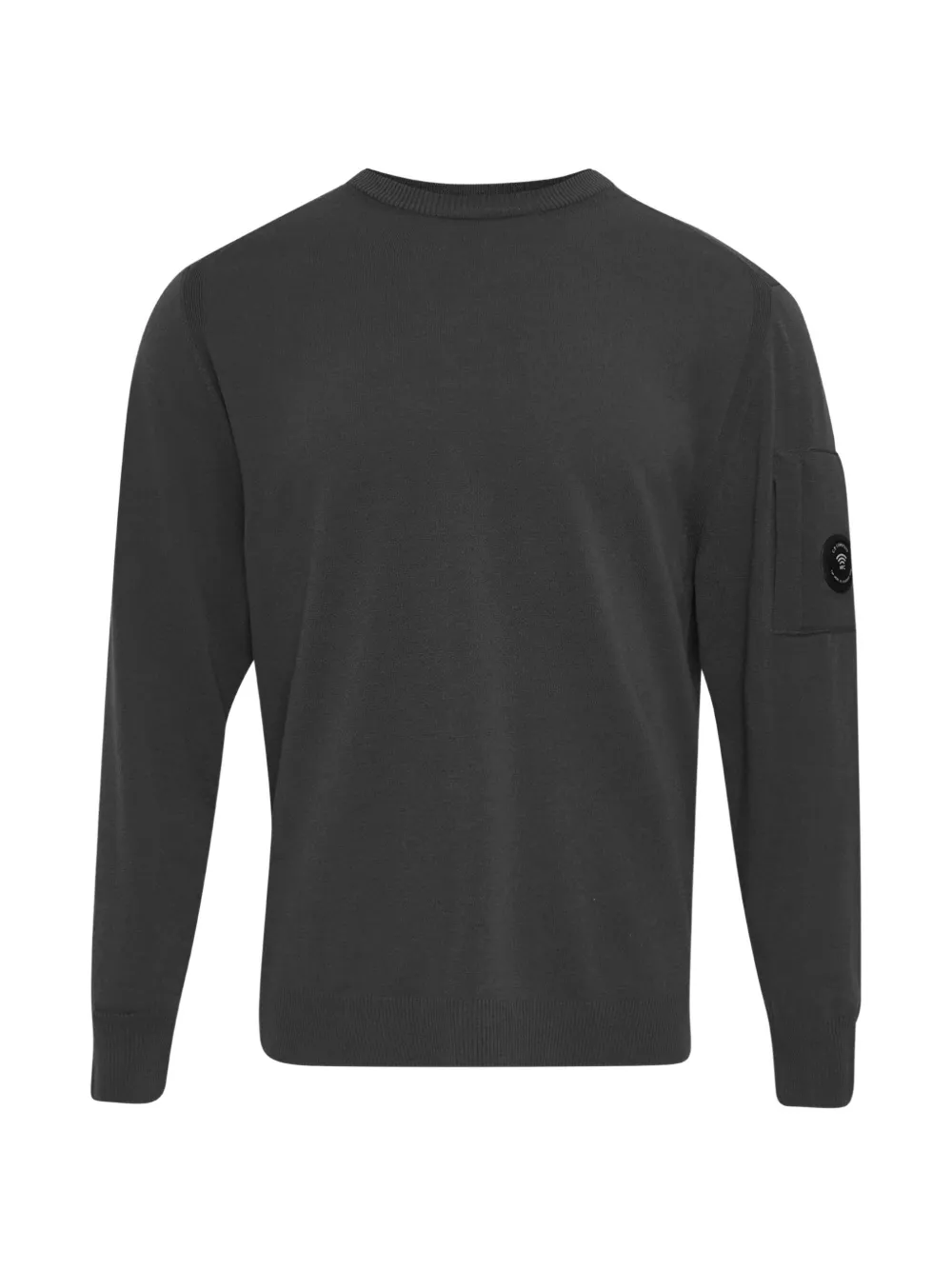 C.p. Company Extrafine Merino Wool Lens Crewneck Sweater In Grey