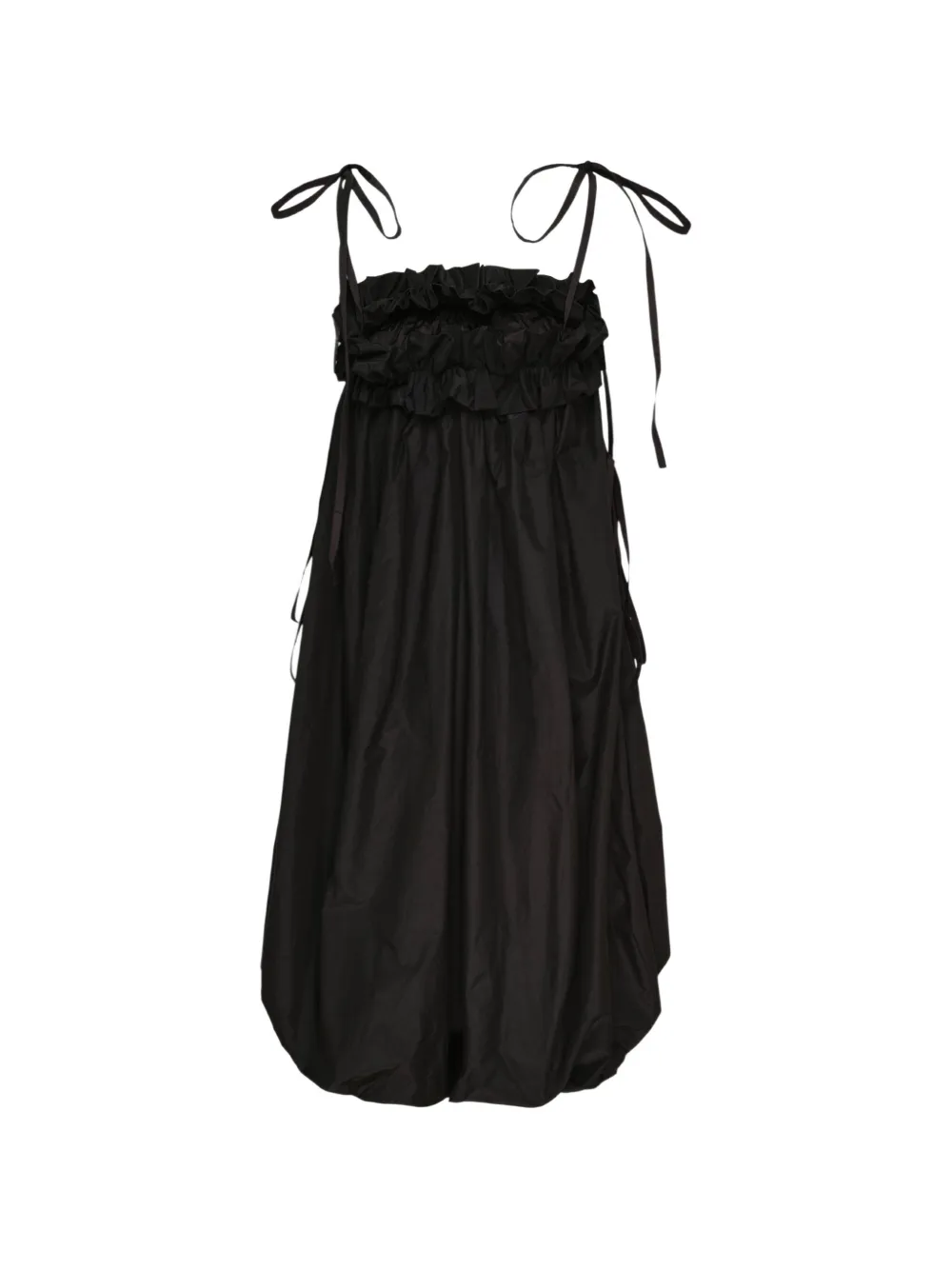 Lee Mathews Rosie midi-jurk met ruches en striksluiting Zwart