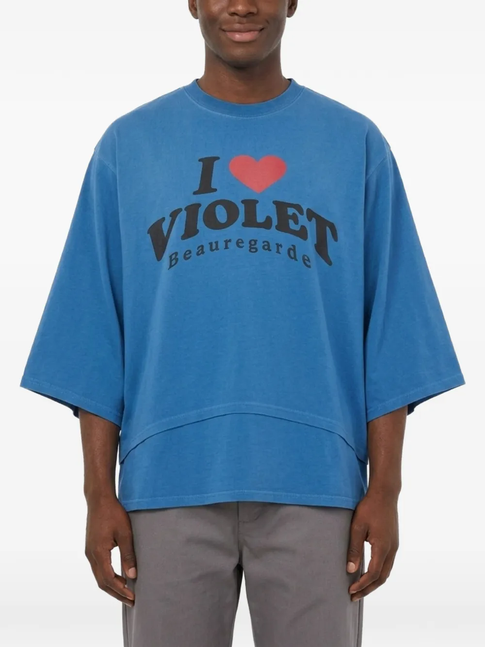 Doublet slogan-print layered T-shirt Blauw