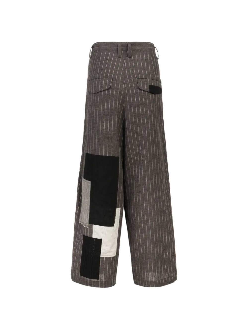Y's patchwork pinstripe trousers Grijs