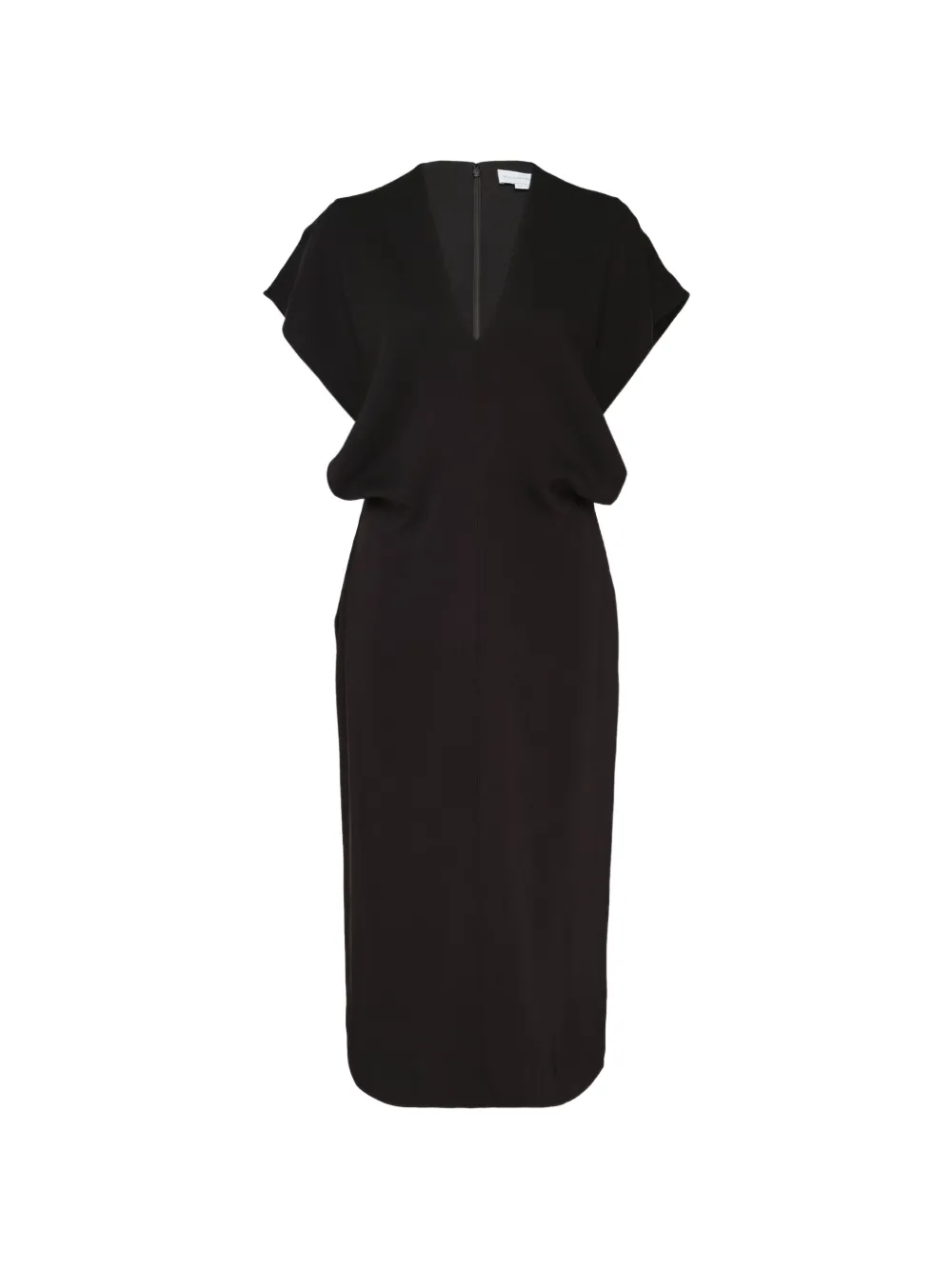 Stella McCartney V-neck batwing-sleeve midi dress Zwart