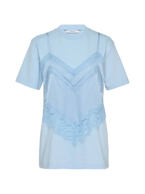 pushBUTTON lace-trim layered T-shirt
