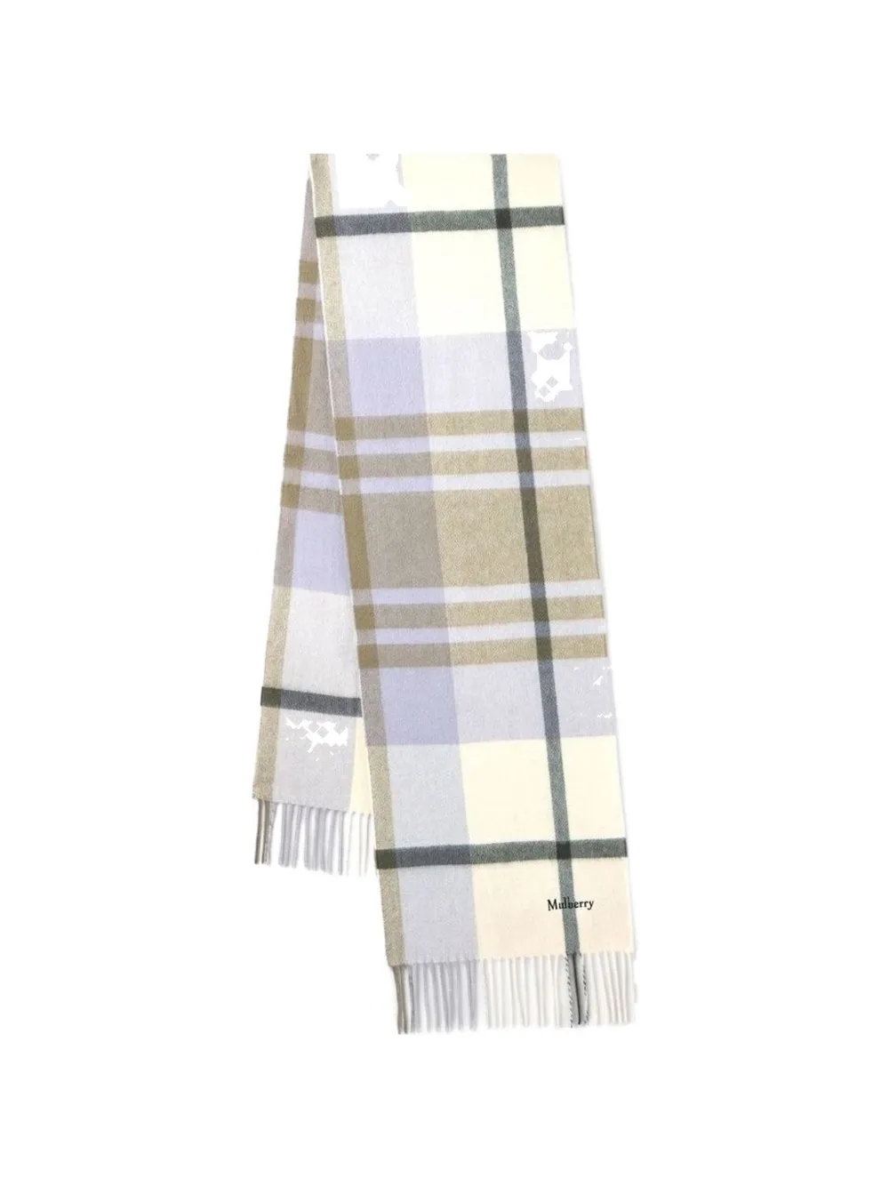 Mulberry small check fringed-merino wool scarf - Toni neutri