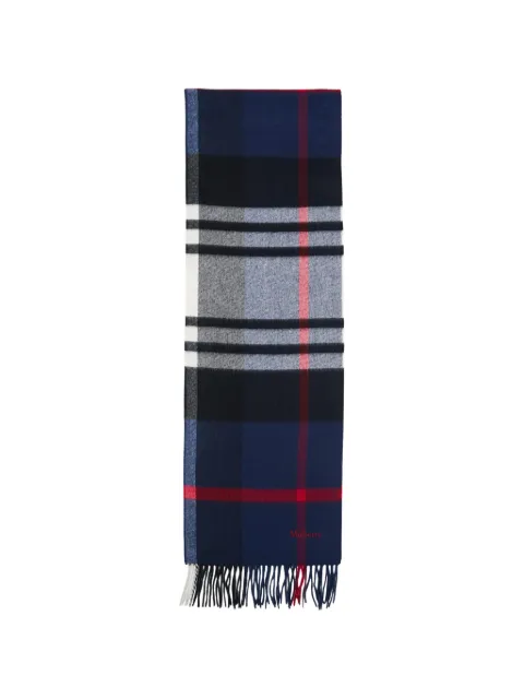 Mulberry check-pattern fringed scarf