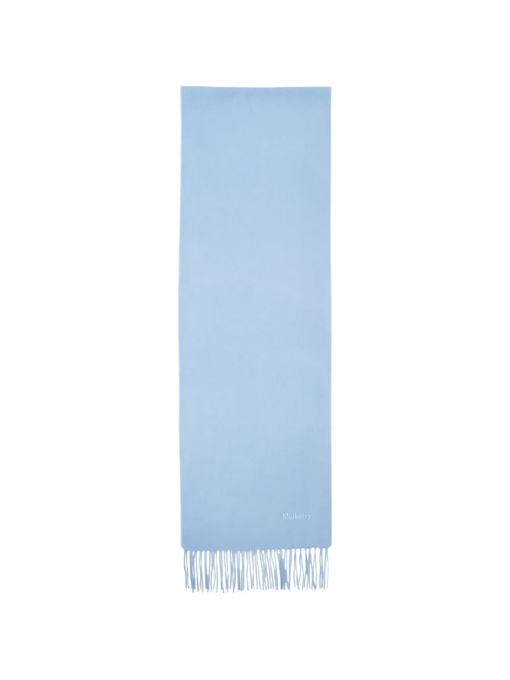 Mulberry embroidered-logo fringed-hem scarf - Blu