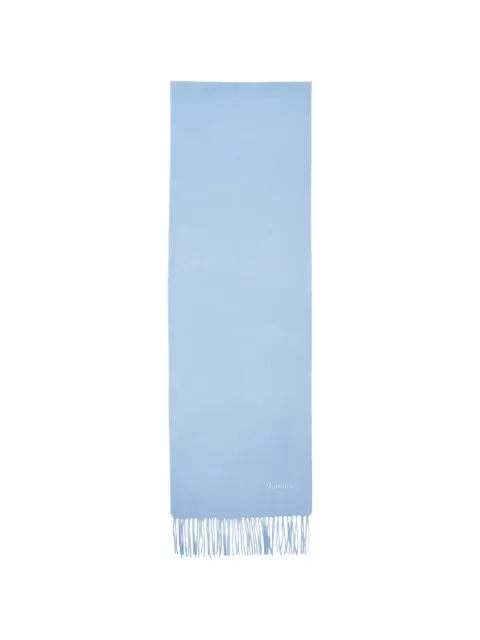 Mulberry embroidered-logo fringed-hem scarf