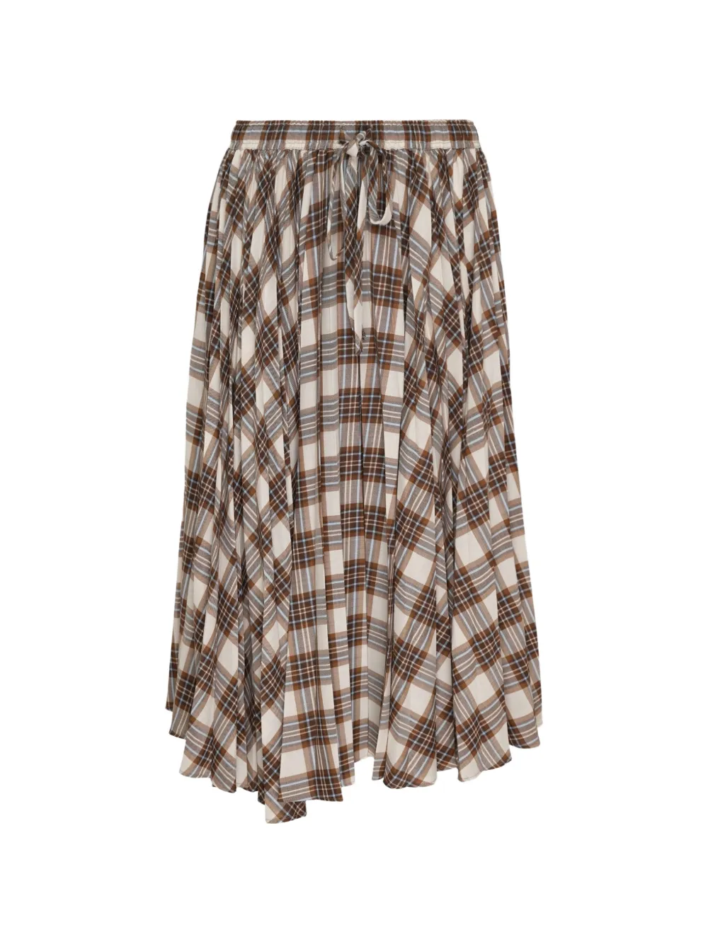 Lee Mathews Rowan check-print drawstring midi skirt