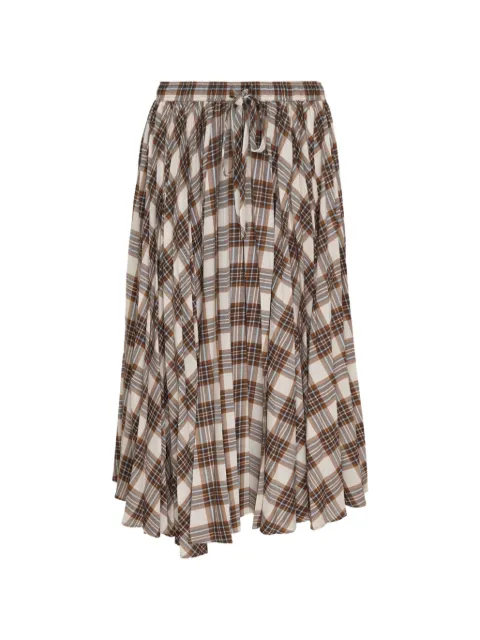 Lee Mathews Rowan check-print drawstring midi skirt