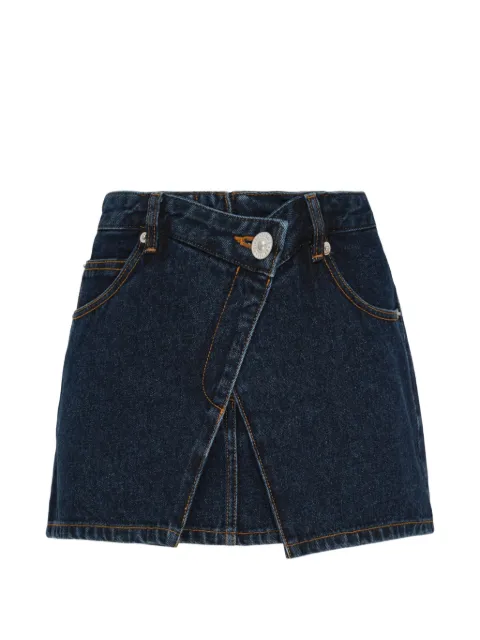 pushBUTTON asymmetric-front denim mini skirt