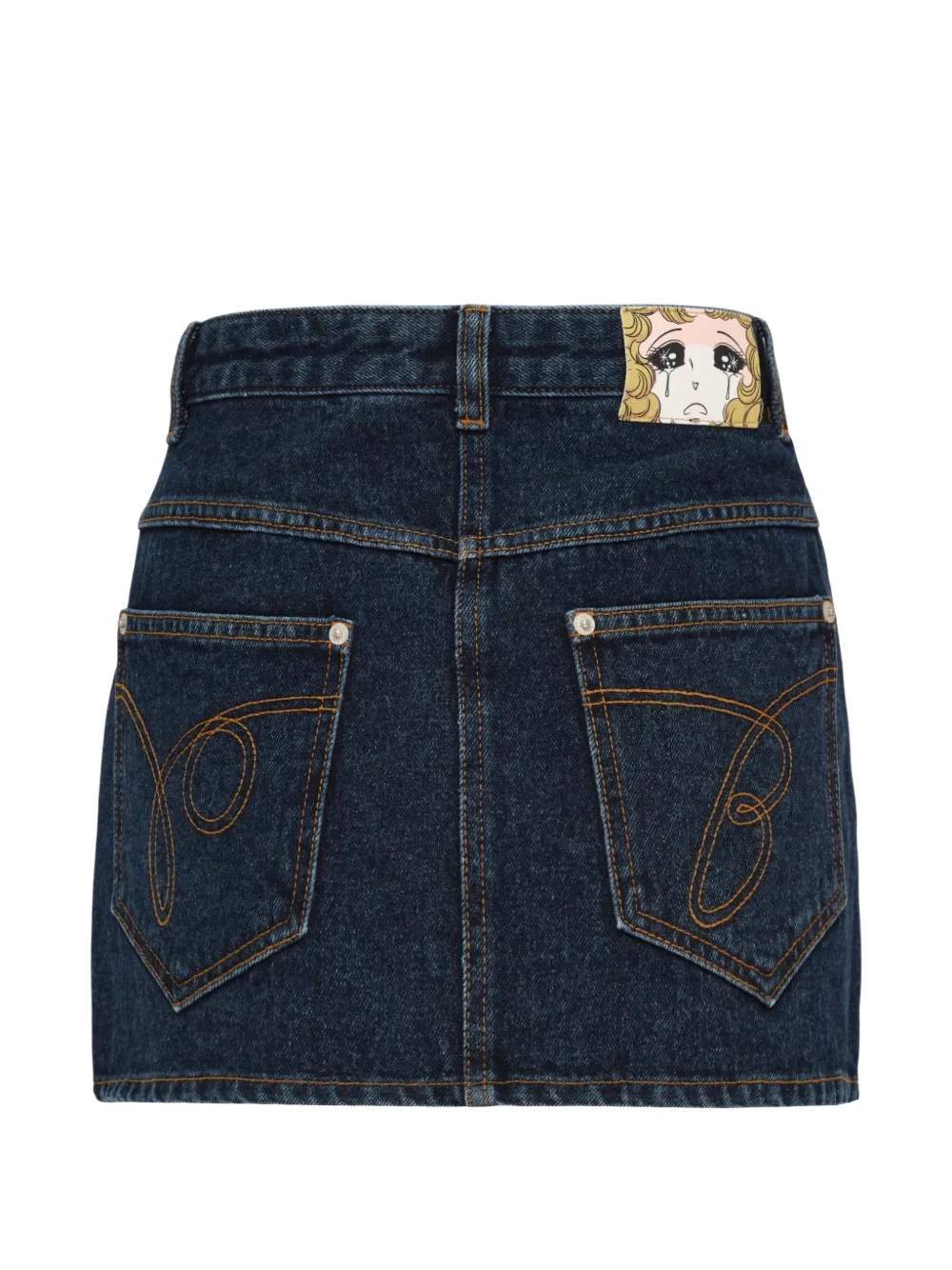 pushBUTTON Denim mini-rok met asymmetrische voorkant Blauw