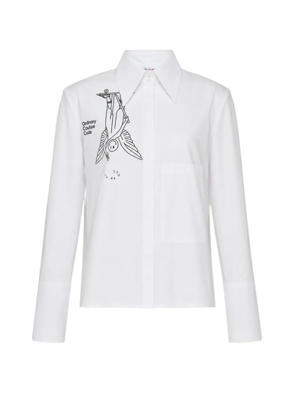 Ordinary Couture Code graphic-print patch-pocket shirt - Weiß
