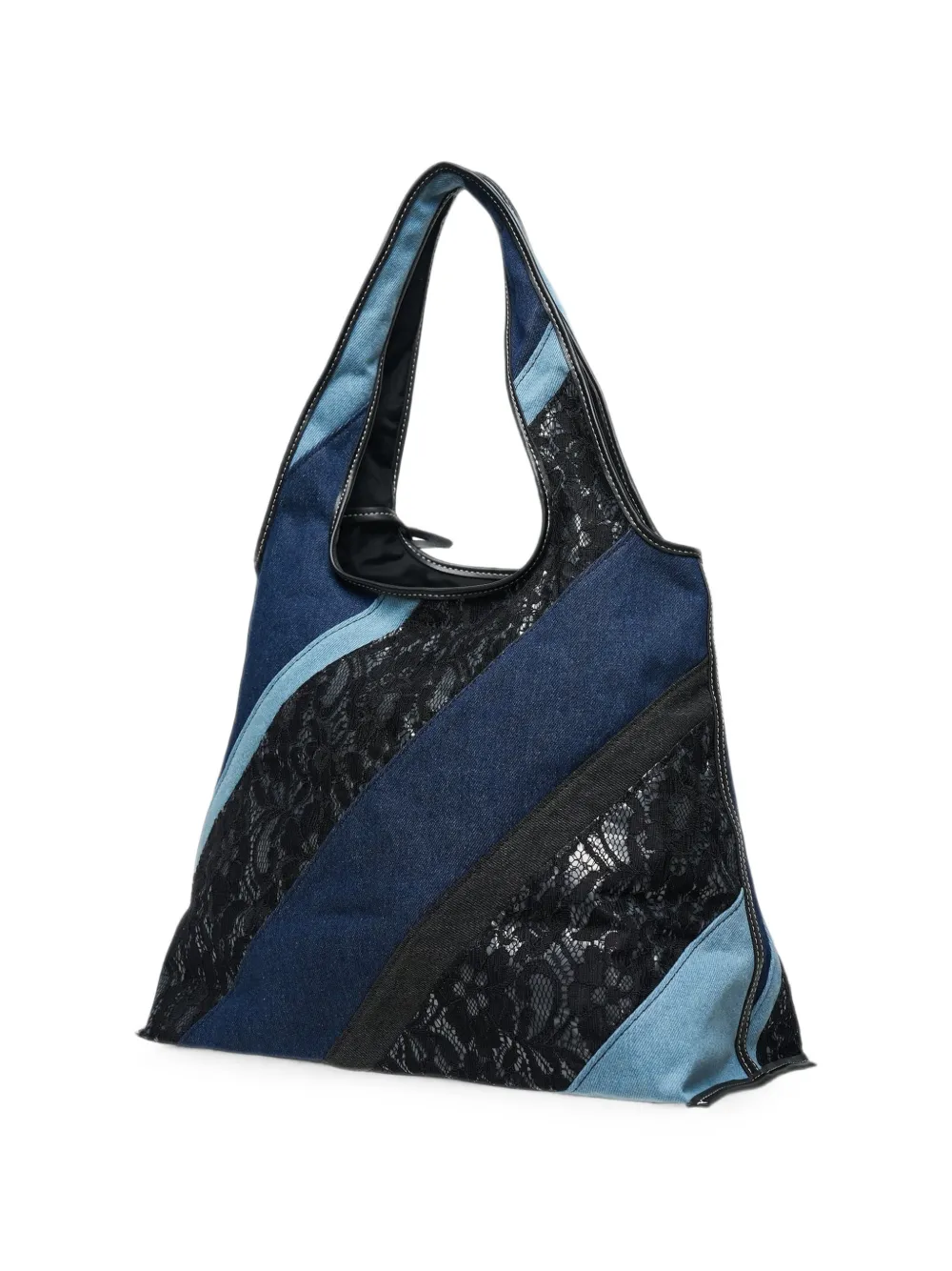 3.1 Phillip Lim shopper met kanten vlakken en patchwork Blauw