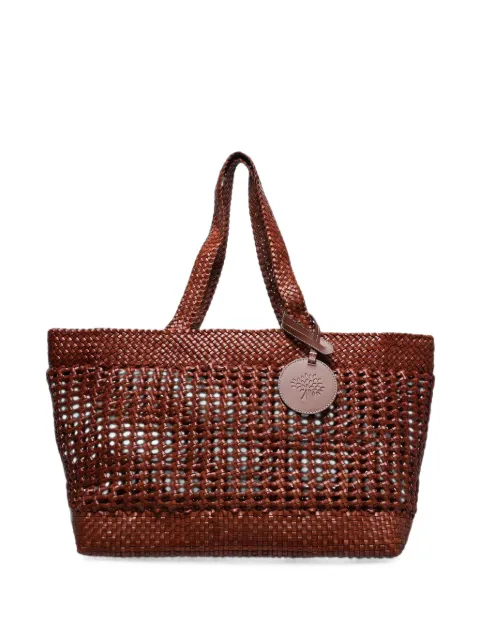 Mulberry large logo-patch tote bag
