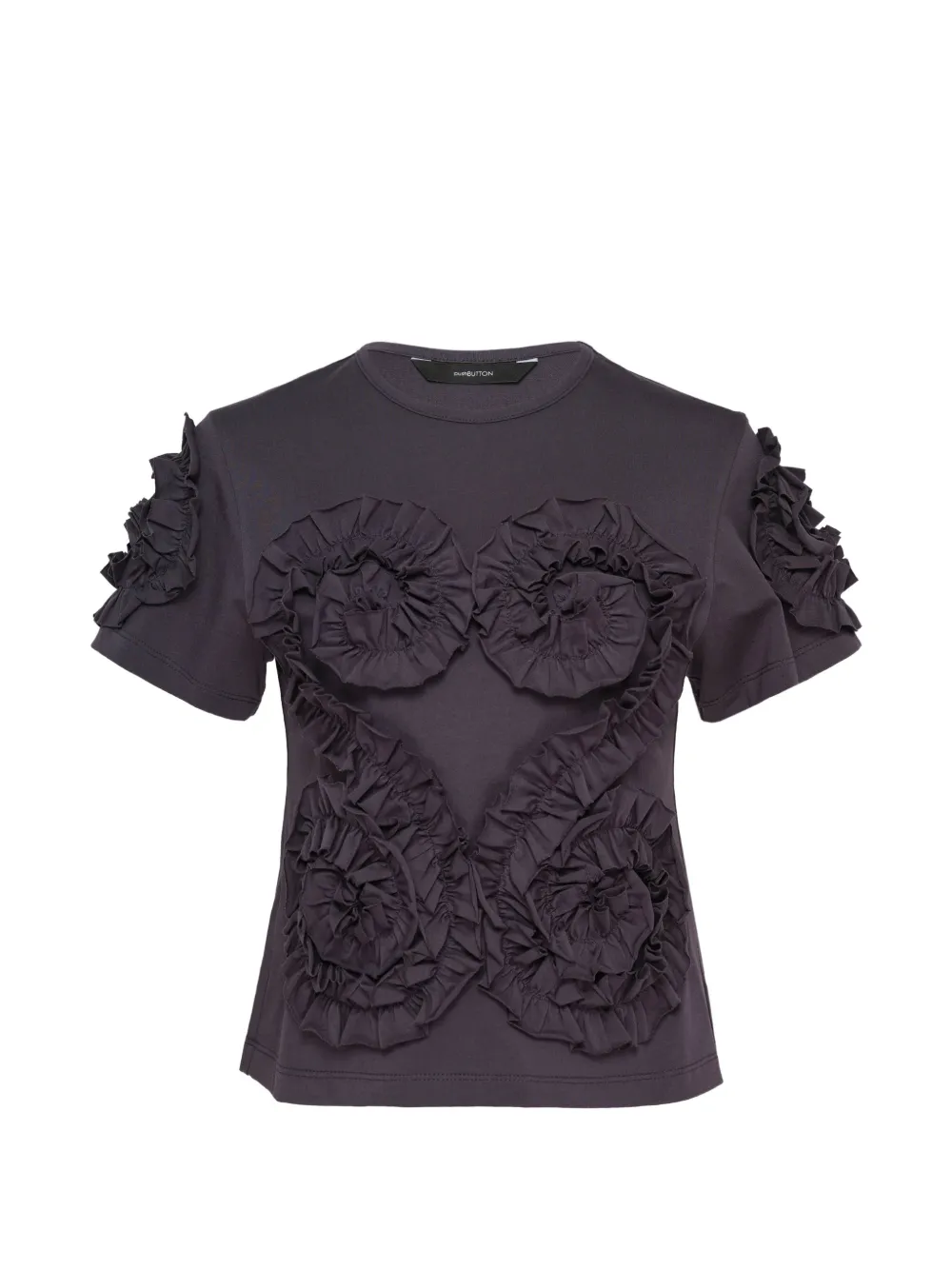 pushBUTTON ruffle-trimmed T-shirt - Grigio