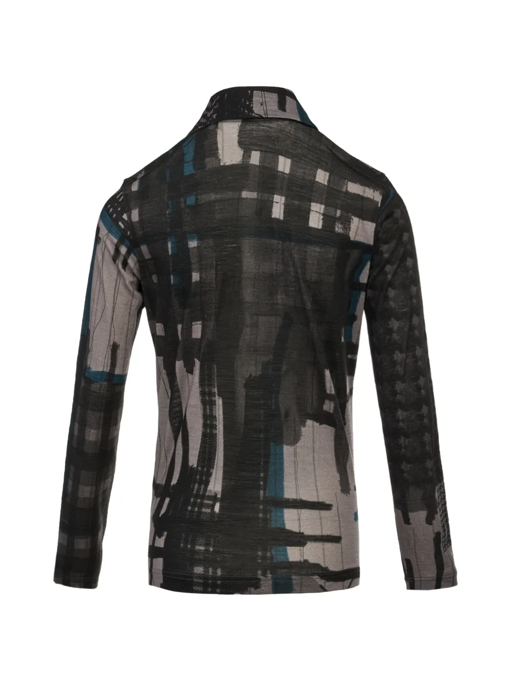 Y's abstract-print button-up cardigan Zwart