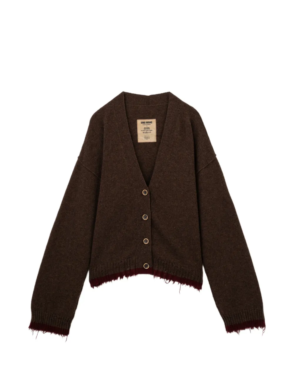 Uma Wang distressed-effect rib-trimmed cardigan