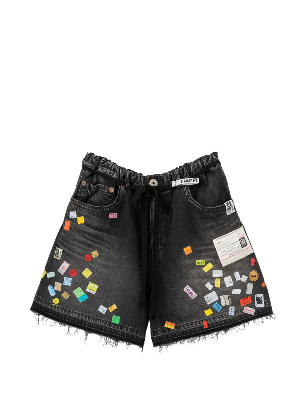 Maison MIHARA YASUHIRO short à bords francs et détail de patch - Noir Maison MIHARA YASUHIRO short à bords francs et détail de patch - Noir