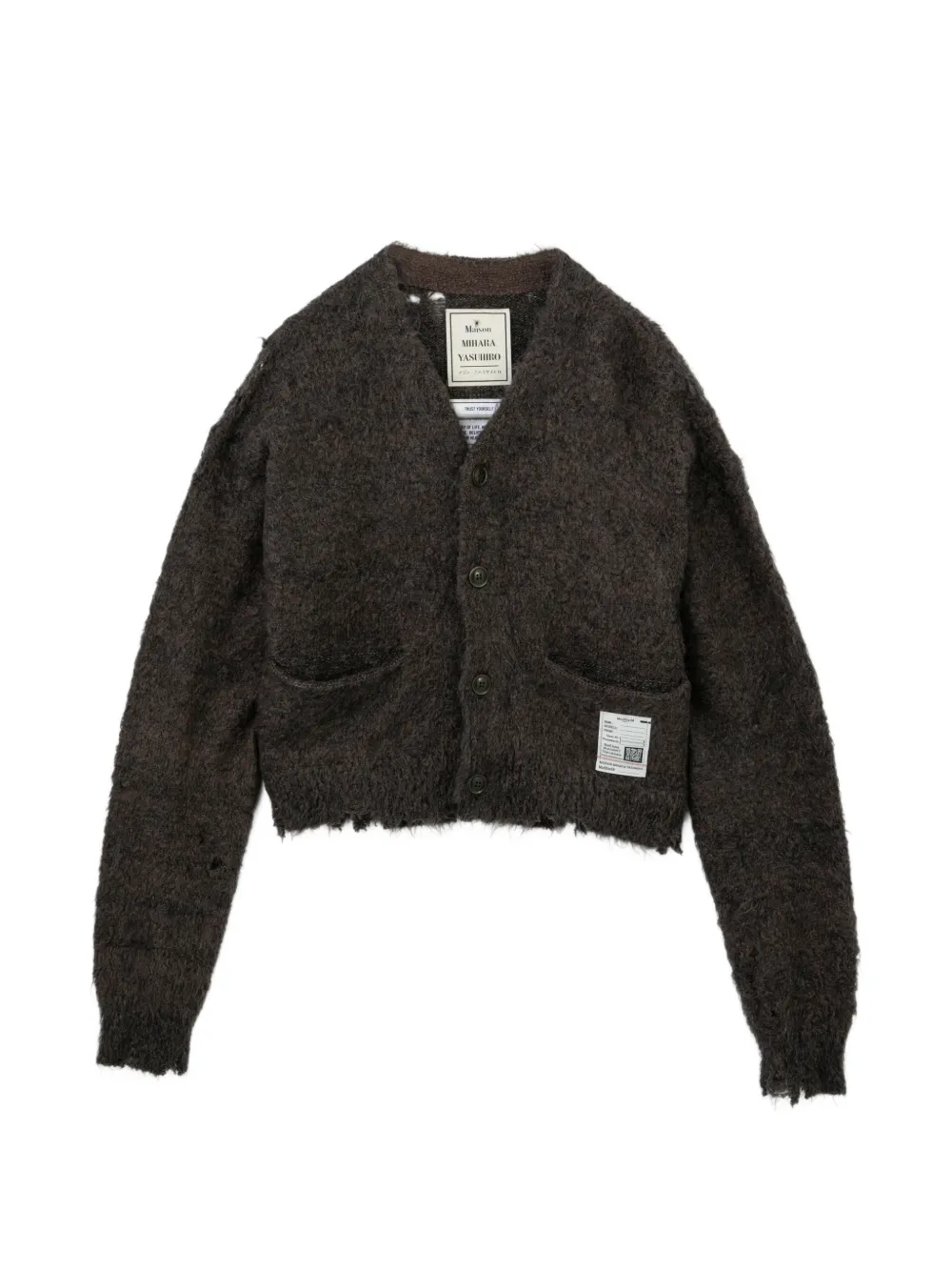 Miharayasuhiro Distressed Hem Sweater In Brown