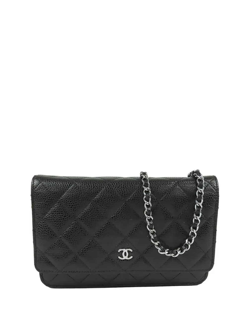 CHANEL Pre-Owned 2021-2026 CC Quilted Caviar Wallet on Chain crossbody bag - Nero