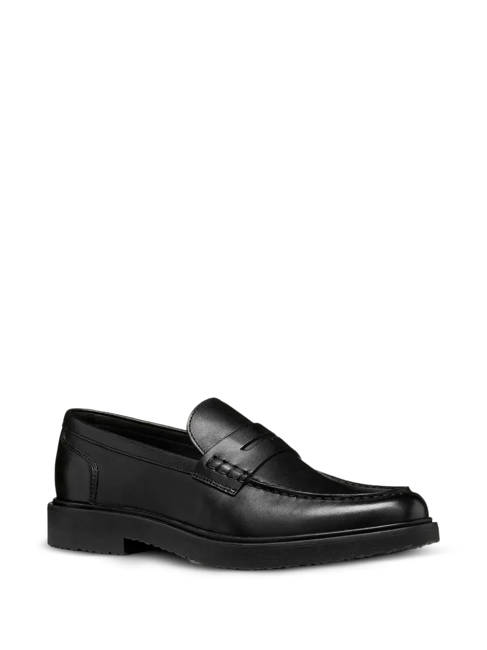 Geox leather penny-slot loafers Zwart