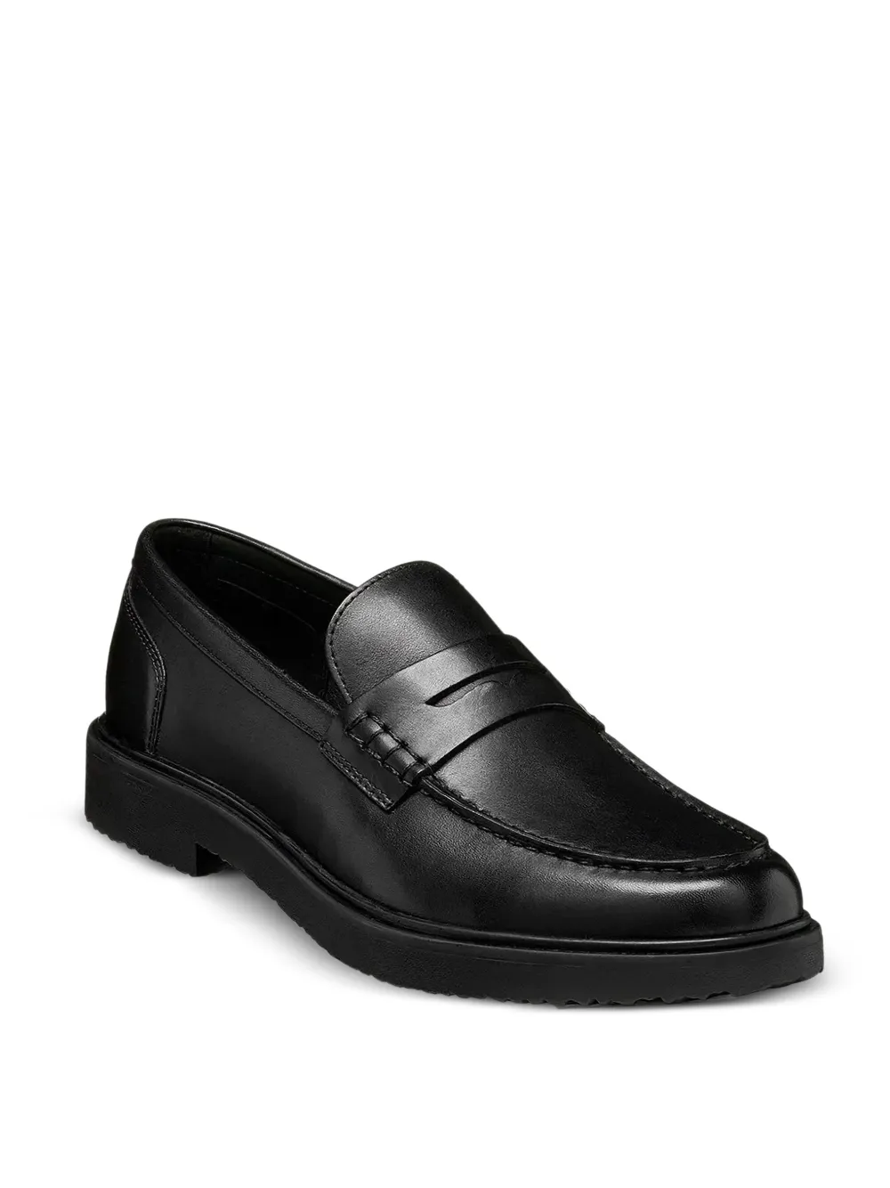 Geox leather penny-slot loafers Zwart