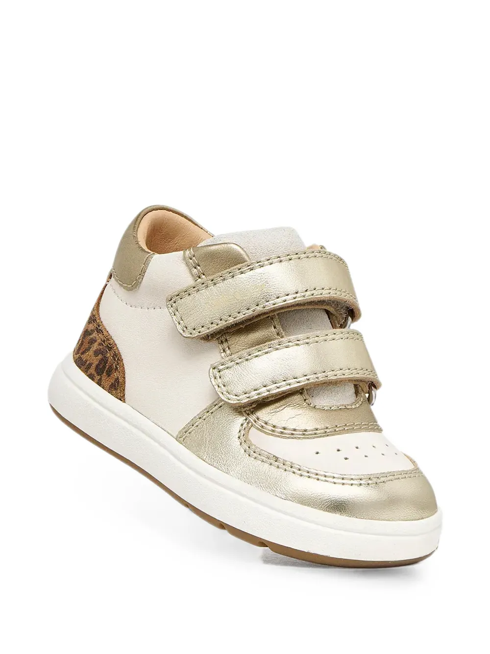 Geox Kids Biglia leopard-print touch-strap sneakers Beige
