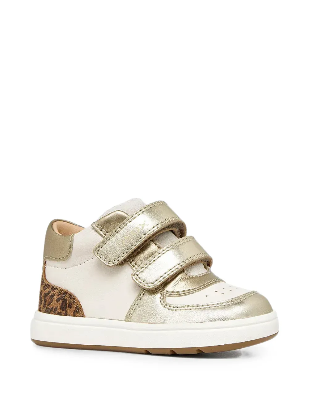 Geox Kids Biglia leopard-print touch-strap sneakers Beige