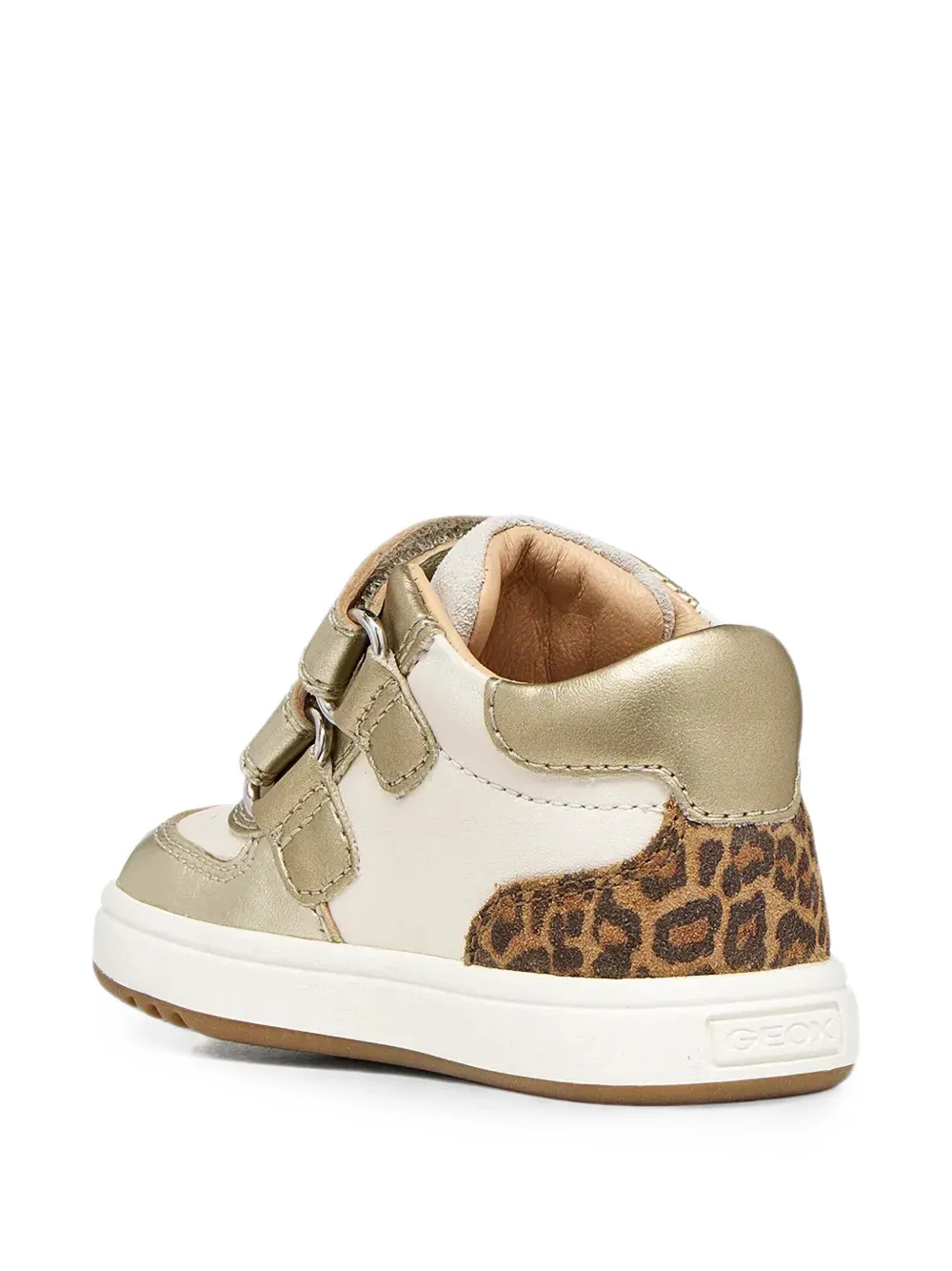 Geox Kids Biglia leopard-print touch-strap sneakers Beige