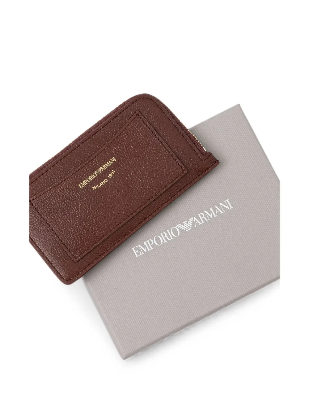 Emporio Armani Leren portemonnee Bruin