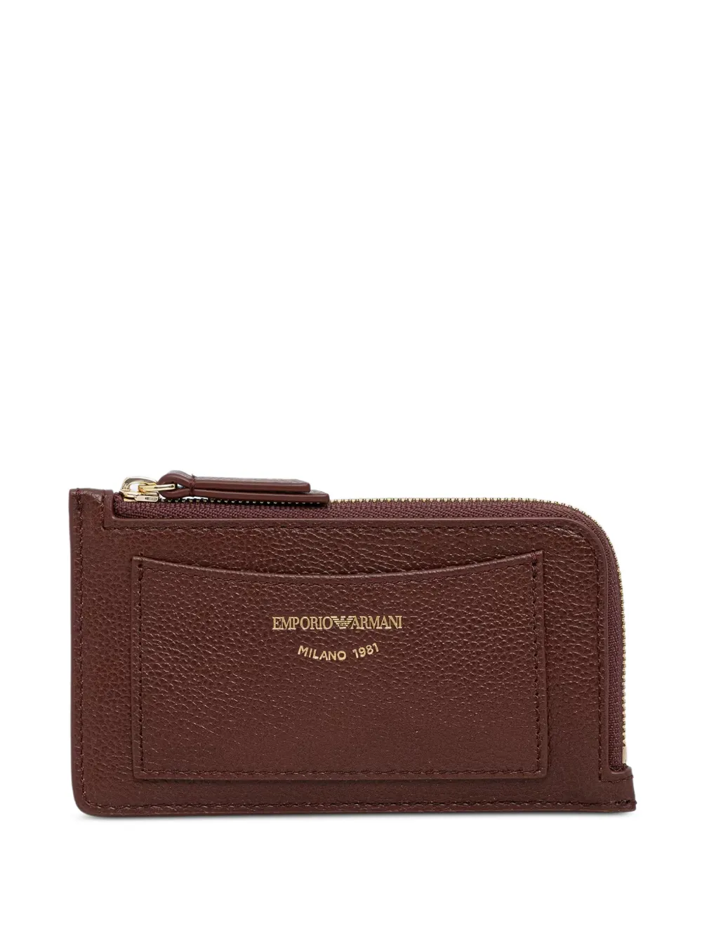 Emporio Armani logo-print pebbled-leather wallet - Braun