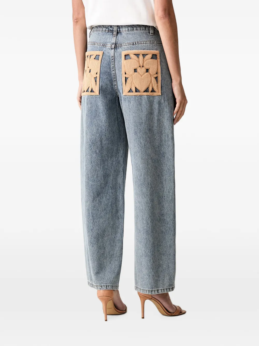 FARM Rio Jeans met ribfluwelen patch en hart-patroon Blauw