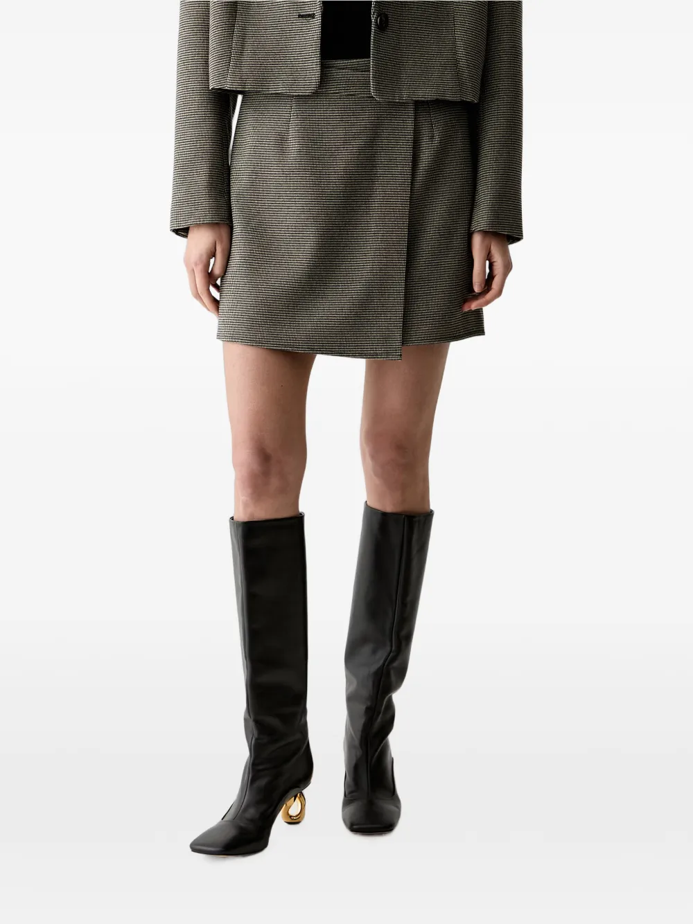 Gestuz houndstooth-pattern wrap skirt - Braun
