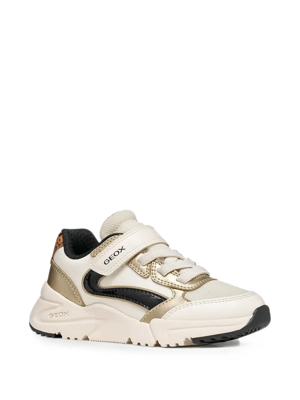 Geox Kids Loftus sneakers met klittenband en dierenprint Beige