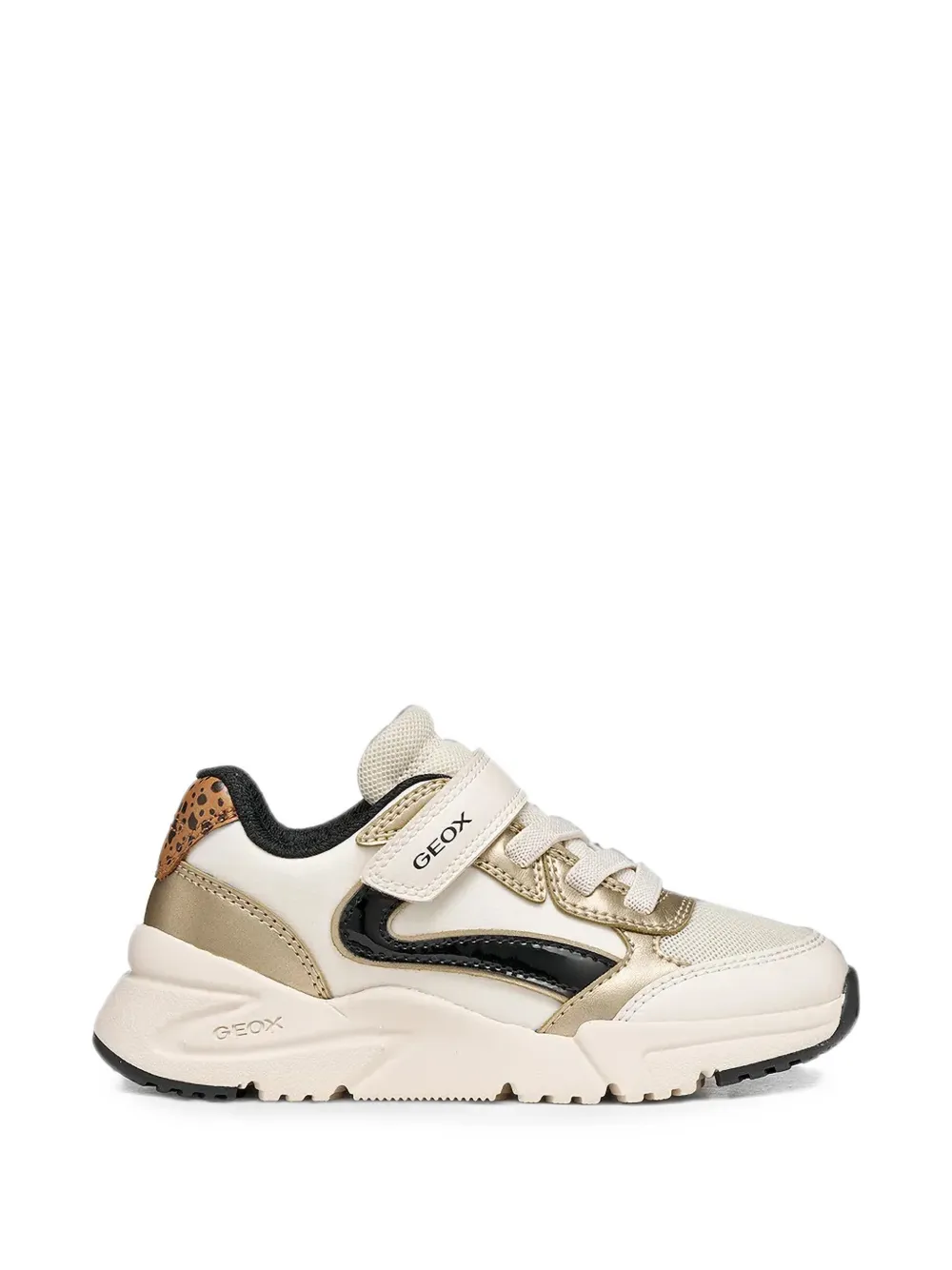 Geox Kids Loftus sneakers met klittenband en dierenprint Beige