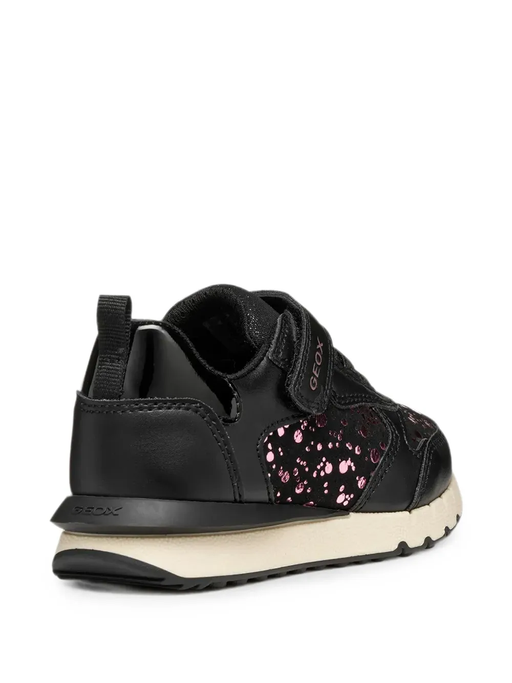 Geox Kids Fastics sneakers met metallic-print en klittenband Zwart