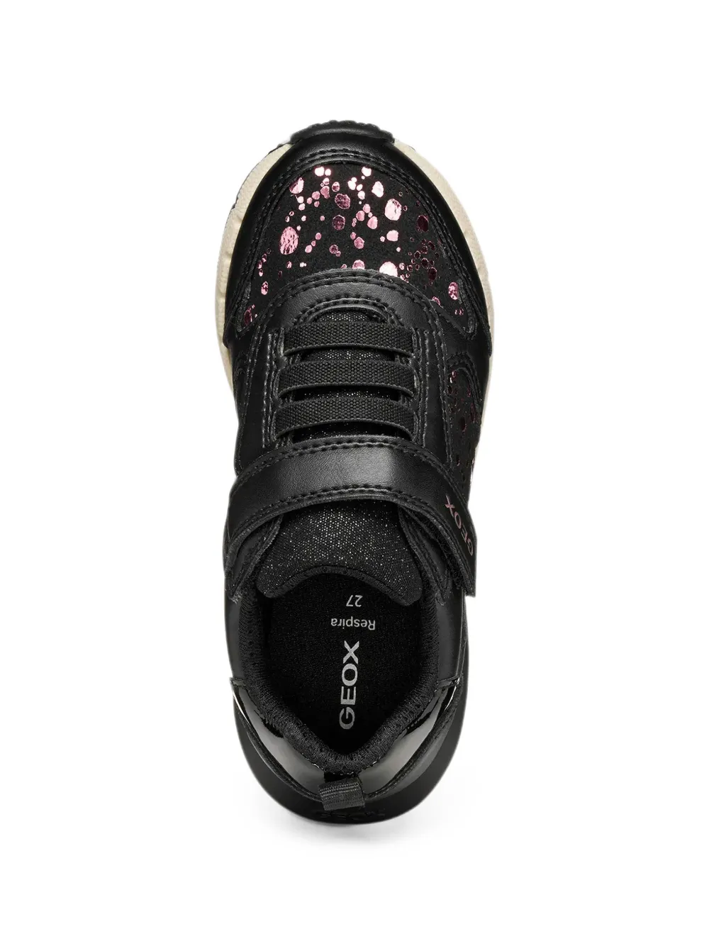Geox Kids Fastics sneakers met metallic-print en klittenband Zwart