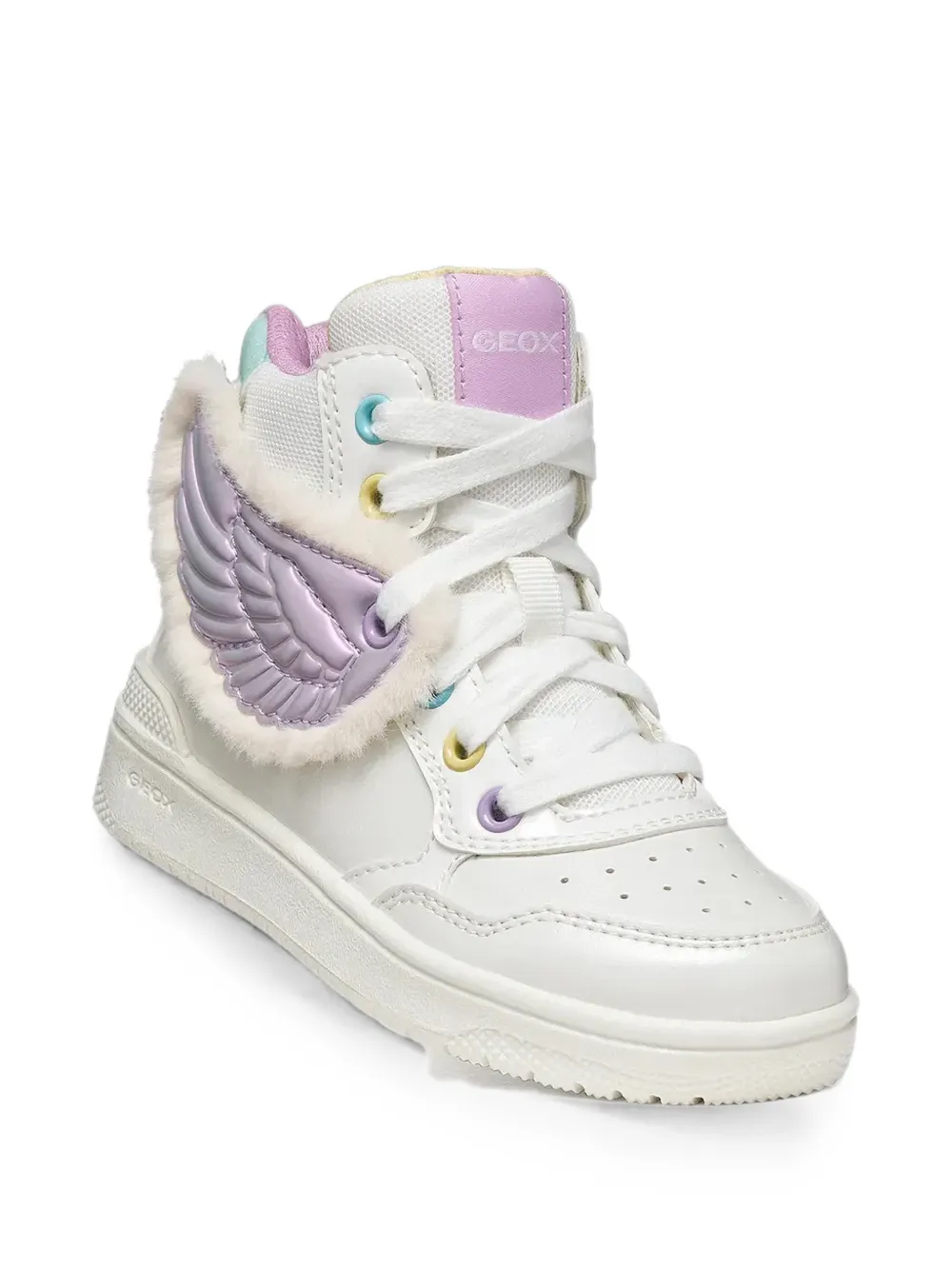 Geox Kids High-top sneakers met vleugelpatch Wit