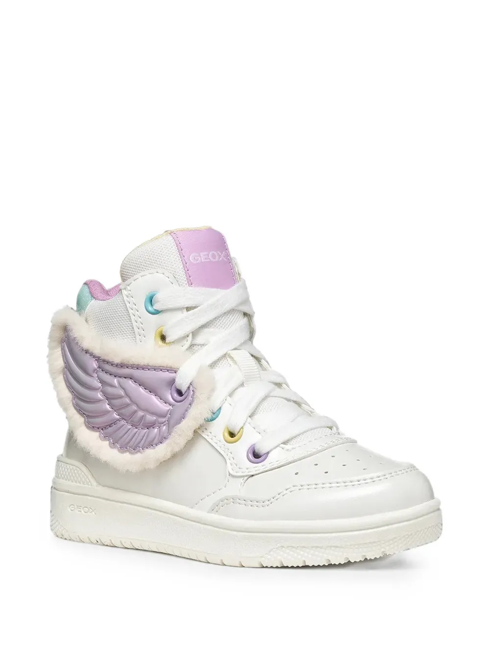 Geox Kids High-top sneakers met vleugelpatch Wit