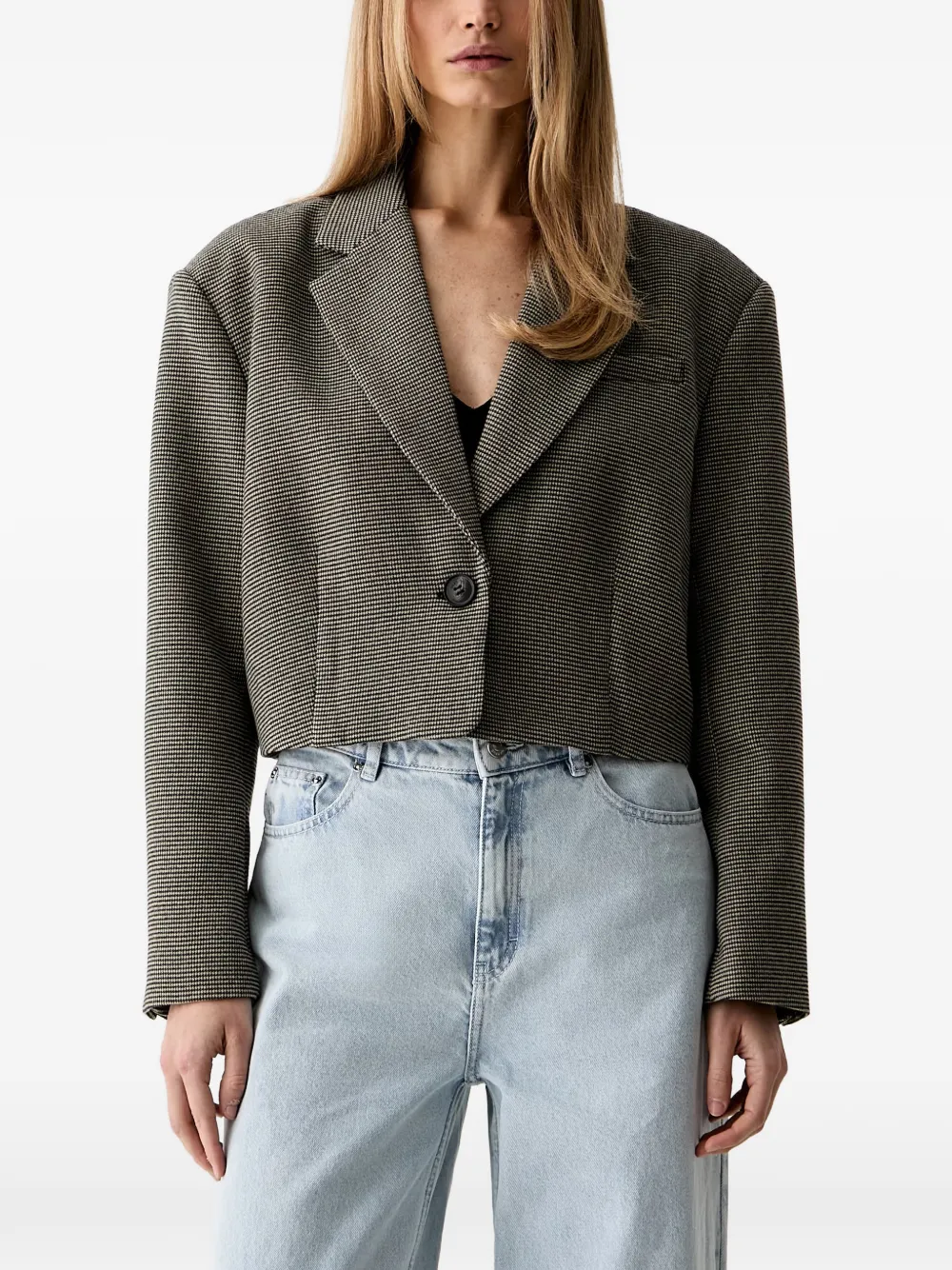 Gestuz houndstooth cropped blazer - Braun