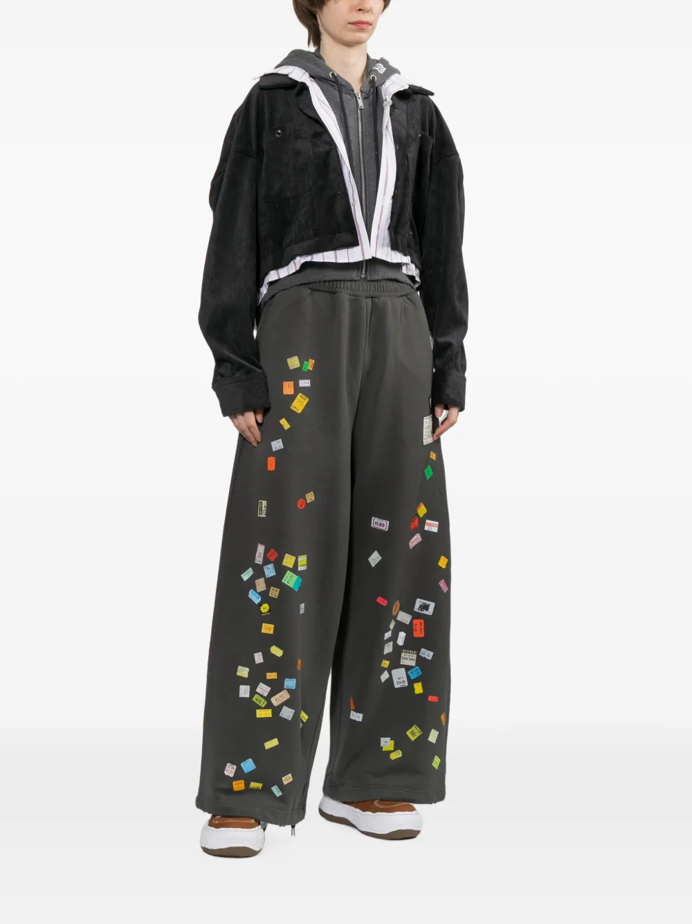 Maison MIHARA YASUHIRO Sweater met print en wijde pijpen Zwart